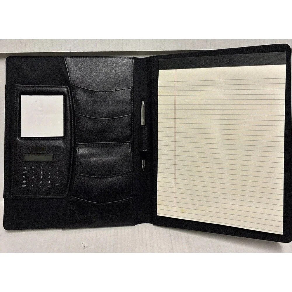 Black Faux Leather Targets Of Excellence Pad Folio Holds 8.5” X 11” Notepad